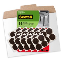 Scotch Felt Pads 44 PCS Brown, Felt Furniture Pads for Protecting Hardwood Floors, 1" Round, Easy-to-apply, Self-Stick design, Reliable Protection From Nicks, Dents and Scratches (SP821-44NA)