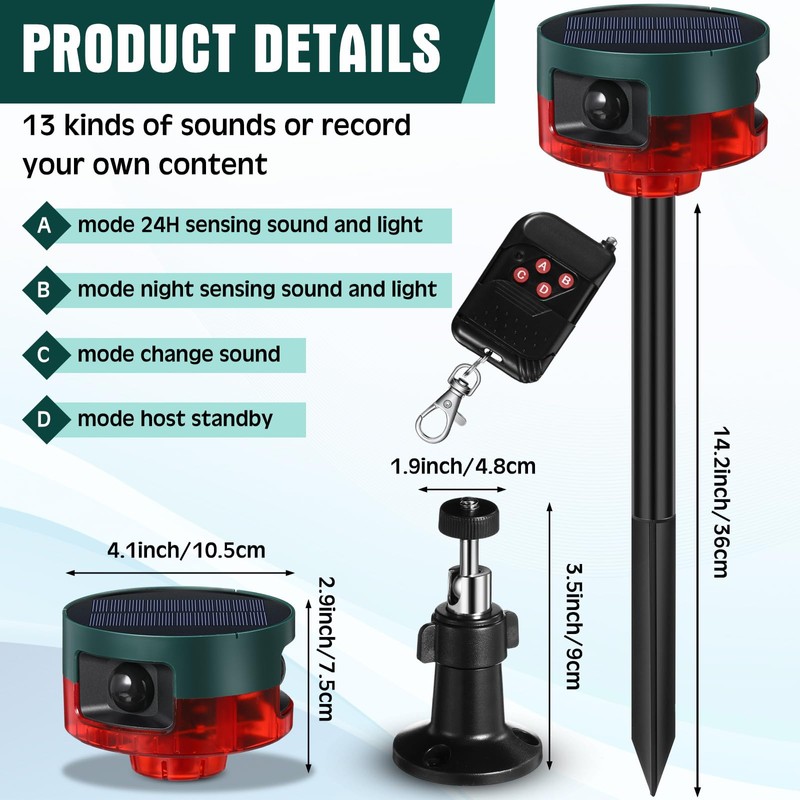 Qualirey 4 Pack Solar Outdoor Motion Sensor Alarm in 2