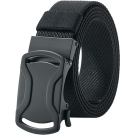 LionVII Belt, Men's, Extendable, Auto Lock, Nylon, Stretchable, No Holes, Stepless Adjustment, Alloy Automatic Buckle, Width 1.4 inches (35 mm), Length 47.2 inches (120 cm)