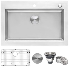 Ruvati 23 x 20 inch Drop-in Topmount Kitchen Sink 16 Gauge Stainless Steel Single Bowl - RVM5923