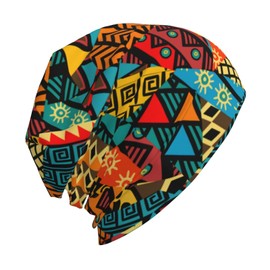 KKRMTUG African Beanie Hat for Women Men Fashion African Ethnic Tribal Style Print Knitted Hat Soft Stretchy Ski Beanie Cap Chemo Hat Unisex Skull Caps