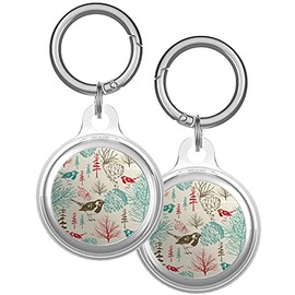 XtremePads Case, Compatible with Apple Airtags Finder - Protective Soft TPU Keychain Cover, for Pets, Bags, Keys (Winter Scene Birds)