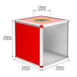 QWORK® Transparent Lottery Box 25 cm, Robust Donation Box, Ballot Box with Aluminium Frame and Acrylic Plates, for Donations, Raffles and Voting