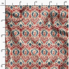 Soimoi Ikat Print - White, Canvas Fabric Material - 56 Inch Wide, 1 Metre, Unstitched Fabric for Upholstery, Bags, Workwear and Outdoor Gear.