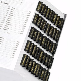 Belegao 75PCS Bible Tabs with Position Guide, Laminated Bible Index Gold Print Studying Stickers Easy to Read Labels (39 OT, 27 NT, 9 Blank) Water-Resistant Scripture Markers(Black)