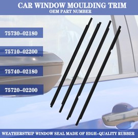 4Pcs Window Moulding Trim Weatherstrip Window Seal Belt Compatible with 2003 2004 2005 2006 2007 2008 Toyota Corolla Replaces 75730-02180 75710-02200 75740-02180 75720-02200