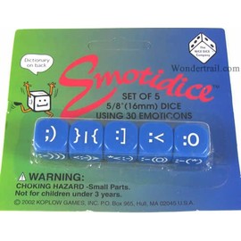 Koplow Games Emotidice Blue Dice Set of 5 16mm