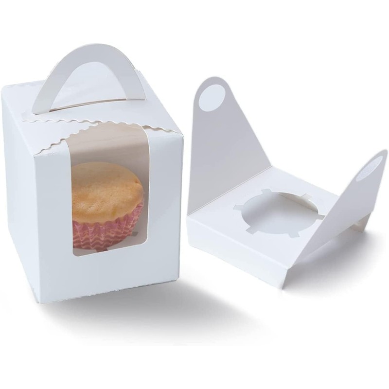 Selecto Bake 6 Pcs Paper Cupcakes Boxes, Portable Single Cupcake