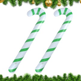 2PCS Inflatable Candy Canes, Novelty Giant Candy Cane Stick, 90cm Grinch Christmas Decorations, Large Xmas Tree Decorations, Candy Cane Christmas Tree Hanging Ornaments Inflatable for Christmas Decor