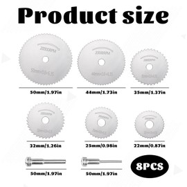 8Pcs Mini Saw Blades,High-Speed Steel Saw Blades with Mandrel Circular Steel Saw Disc Wheel Cutting Discs,Circular Saw Blades,for Drills Rotary Cutter Blades Plastic Metal Stone Diamond