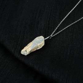 GEMKORA Real Fire Play Ethiopian-Opal Raw Crystal Pendant Necklace, Natural Gemstone, Birthstone, Rough Crystal, Healing Stone, Gift for Women, 925 Sterling Silver Jewelry 18 inch