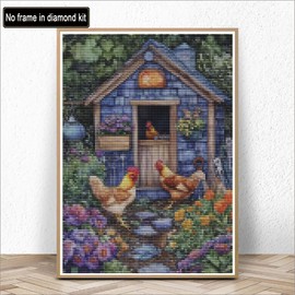 Kaliosy 5D Diamond Art Kits for Adults Farm Chick by Number Kits, Diamond Painting Art Animals DIY Full Drill Crystal Craft Cross Stitch Embroidery Decoration (12x16 inch) 30x40 cm
