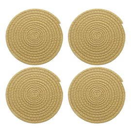 sourcing map 4 Pcs Round Braided Placemats, 7.9" Woven Placemats Kitchen Table Place Mats for Farmhouse Decor, Kitchen Countertops, Table, Home Decor (Khaki)