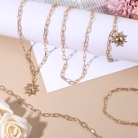 HooYiYuuX 20pcs Charm Necklace Bracelets Making Kit, Paperclip Necklace for Women, Adjustable Charm Bracelet Jewelry Supplies, Stainless Steel Gold Chain with Lobster Clasps for Jewelry Making