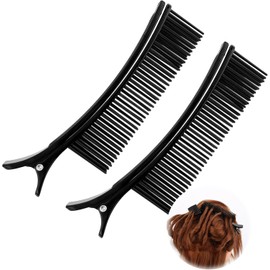 2Pcs Grip Clips for Hair Sectioning, Professional Alligator Clips, Hair Stylist Nonslip Hair Clips Comb, Sectioning Grip Clips for Salon Home Styling Sectioning Haircuts Dying Hair DIY Accessories (Black, One size)