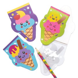 Baker Ross Ice Cream Notepads for Kids Party Bags and Small Toys for Kids (Pack of 12)