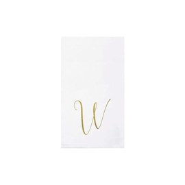Vietri Papersoft Gold Monogram Guest Towels - W Pack/20-7.75" x 4.5" Spunlace Disposable Napkins