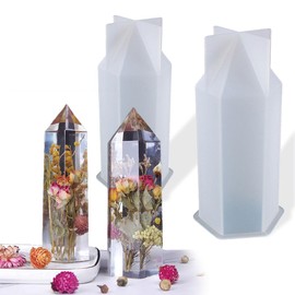 BIGEBO Crystal Tower Resin Molds, 2 PCS Large Crystal Point Resin Silicone Moulds 2 Different Sizes Epoxy Resin Molds for DIY Wedding Bouquet Flower Preservation Home Decors