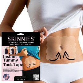 Skinnies Instant Tummy Tuck Tape – Invisible, Trim-to-Fit Strips for a Smooth Look | Best Fit Up to Size 14