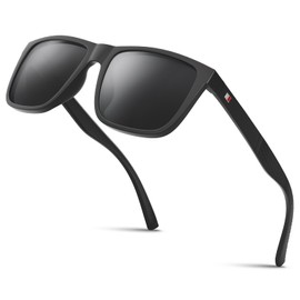 Glapeame Men's Polarised Rectangular Retro Sunglasses, Stardust Black