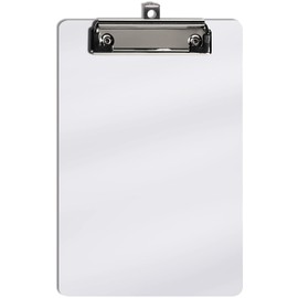 Hongri Plastic Small Clipboard, White Memo Size Clip Board for Students, Kid, Women, Home, Low Profile Clip, Mini Size 6 x 9 in, Office Supplies & School Supplies