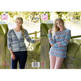 King Cole Ladies Chunky Knitting Pattern Womens Cabled Sweater & Cardigan (5315)