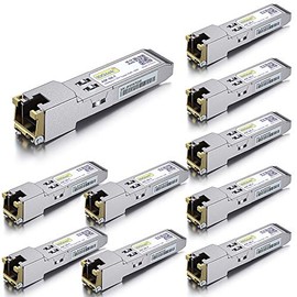 1.25G SFP-T, 1000BASE-T Copper SFP, SFP to RJ45 SFP, Compatible with Cisco GLC-T/SFP-GE-T, Meraki MA-SFP-1GB-TX, Ubiquiti UniFi UF-RJ45-1G, Fortinet, D-Link, Supermicro, Netgear and More, Pack of 10