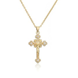 AstraGlam Women's Cross Necklace - Elegant Gold-Plated 925 Silver Necklace with Sparkling Rhinestones - Timeless and Versatile Jewellery for Women - Gift Idea for Any Occasion