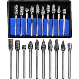10Pcs Tungsten Carbide Rotary Burr Set, Rotary Carving Bits with 1/8” Shank for DIY, Woodworking, Engraving, Metal Carving, Drilling, Polishing