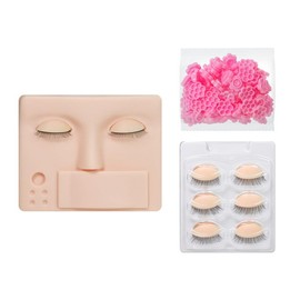 ANNAFRIS Eyelashes Extension Mannequin Head Replaced Eyelids Mannequin Head Practice Eyelashes Extension Training Head with 4 Pairs Removable Eyes(Head B-PINK)