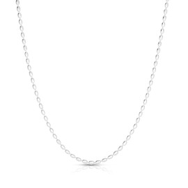 925 Sterling Silver Italian Oval Bead Necklace, 3MM, 4MM Sterling Silver Bead Ball Necklace, Rice Bead Chain Necklace, Silver Beaded Necklace 16-36 (18, 2.3MM)