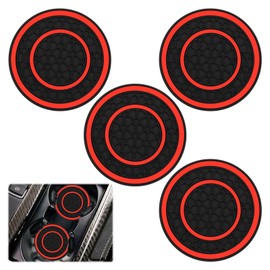 Car Cup Holder Coasters,4 PCS Anti-Slip Car Insulation Cup Mats,Shockproof Car Coasters for Cup Holders,Universal Car Accessories Interior for Most Cars, SUV, Truck(Red)