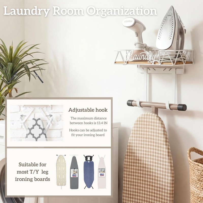PERFNIQUE Ironing Board Holder, Iron Board Wall Mount, Ironing Board