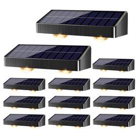 Brizled Solar Fence Lights Outdoor, 12 Pack 6 Modes 2700/4500/6500K 250ml Fence Solar Lights, IP65 Waterproof Outdoor Wall Light Landscape Lighting for Backyard Garden Patio Deck Railing Wall Poolside