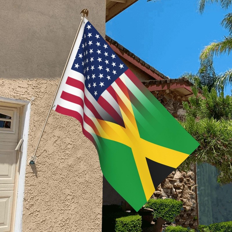 American flag and Jamaican flag 3x5 FT Double-Sided Printed Flag