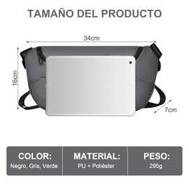 RFID Cangurera Deportiva para Hombre Mujer (Gris) | Impermeable PU, Cinturón Regulable, Hebilla Rápida y Giratorio, para Viaje, exteriores, senderismo