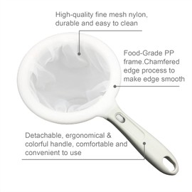 2 in 1 450 Mesh Kitchen Filtering Tool Ultra-fine Mesh Filter Portable Nylon Sieve Strainer Boiled Water Sifter 120 200 300 400 450 Mesh with Detachable Handle