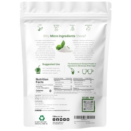 Pure Organic Stevia Powder, 8 Ounces, 1418 Serving, High Grade Stevia Green Leaf Extract Reb-A, Reduced Bitter Aftertaste, 0 Calorie, Natural Sweetener, Sugar Alternative, Keto Friendly