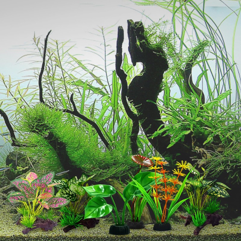 DNTHYRIN 6Pcs Reptile Plants Set, Artificial Vivarium Decoration for Terrariums,