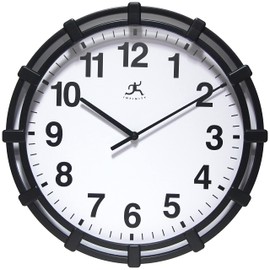 Infinity Instruments Nautical Style 16 Inch Indoor Clock, Easy to Read Wall Clock, Plastic, Battery Operated Wall Clocks for Indoor Decor - Black