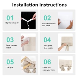 WdFour Side Door Curtains for Door Window, Room Darkening Solid Color Door Window Covering for Glass Door, Front Door Sidelight Curtain Tie up Shade （30W x 80L Inches, 1 Panel,Oatmeal）。