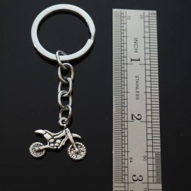 Unbranded Motorcycle Dirt Bike Moto Cross Steel Silver Chrome Keychain Gift