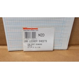 Wilson Jones 91 Ledger Sheets 9 1/4" X 11 7/8" For Post BINDERS N2-D White