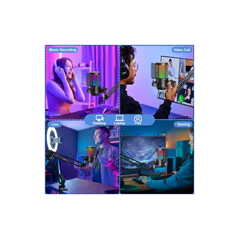 KingSom - Micrófono USB Cardioide para juegos para PC, micrófono