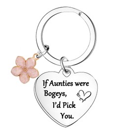 Nfyxcaz Funny Auntie Gifts from Nephew Niece Auntie Keyring Gifts Mother's Day Gifts Auntie Christmas Birthday Gifts If Aunties were Bogeys I'd Pick You