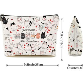 Cat Make Up Bags for Women | Cat Makeup Bag Zipper Pouch for Teens Daughter Sister Bestie | Cat Gifts for Girls | Cat Lady Gifts for Women | Canvas Cosmetic Bag Cat with Lining Moisture-Proof