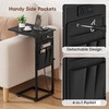 Vagusicc C Shaped End Table with Charging Station, Adjustable Height