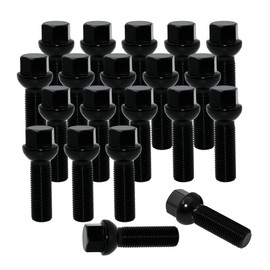YONGSHENGONE 40mm Shank 14x1.5 Lug Bolts, 20pcs Black Ball Seat 61mm Tall Lug Studs for Wheel Spacers, 17mm Hex, 40mm Thread Length Extended Wheel Hub Bolt