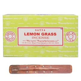 Satya Nag Champa Lemon Grass Incense Sticks | x12 pack | with SAMASIA incense sticks holder | Used for Leomatherapy, Spa, Yoga, Weddings, Meditation, Healing, Positivity and Relaxation