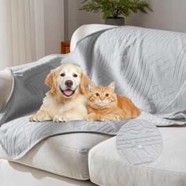 YUEANG Waterproof Recliner Chair Cover - Washable Double-Sided Velvet and Pattern Reversible Cover for Couch, Bed, Car and Sofa Protection for Dogs, 30x40in/Light Grey